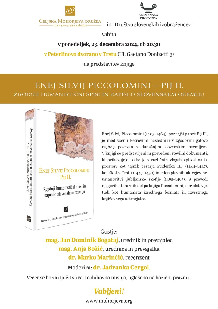 Read more about the article Predstavitev knjige ENEJ SILVIJ PICCOLOMINI – PIJ II